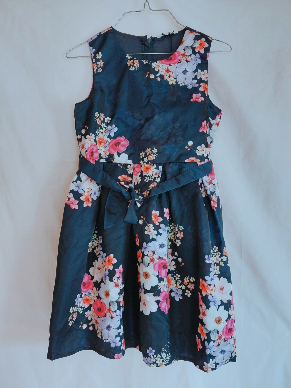 Forever 21 Navy Floral Fit-and-Flare Dress with Sash